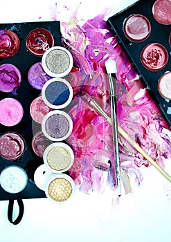 Brush, Lipstick, and Makeup Shadows