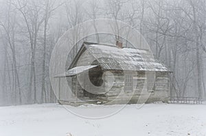 Brush Mountain schoolhouse winter.