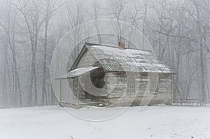 Brush Mountain schoolhouse winter. photo