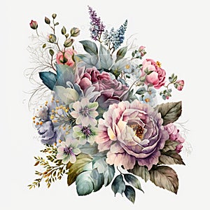 A Brush with Nature: Watercolor Flowers Stock Collection - Generative AI