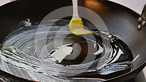 Brush oil in a frying pan