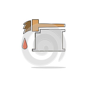 Brush paint jar color thin line icon.Vector illustration