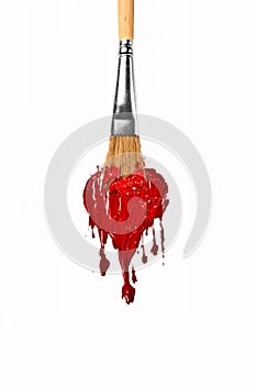 Brush paint red color melting heart