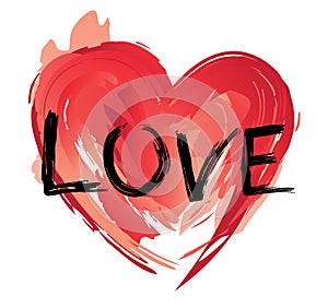 Brush painted heart vector image