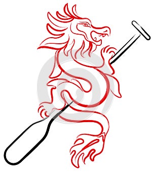 Brush painting Dragon boat icon design illustration