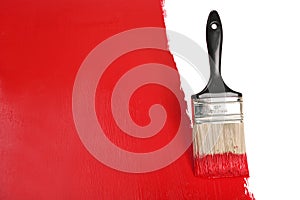 Brush Painting Wall With Red Paint