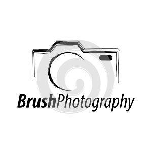 Brush Photography. Abstract illustration camera icon logo concept design template