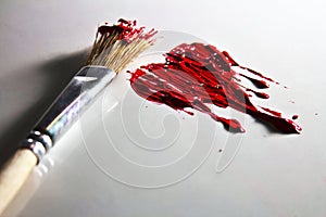 Brush and red color pinted heart photo