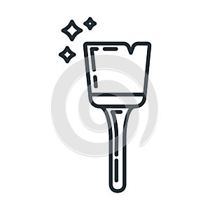 Brush roller for paint renovation house icon toolkit, concept brush repair building art line flat vector illustration, isolated on