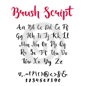 Brush script with lowercase and uppercase letters