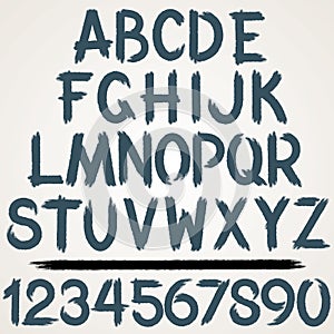 Brush Stroke Alphabet Font. Vector Set
