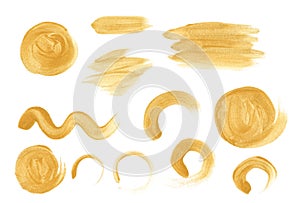 Brush Stroke Gold. Watercolor texture paint stain
