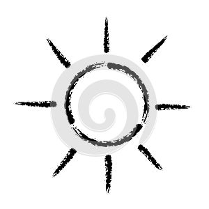 Brush stroke hand drawn vector icon of sun