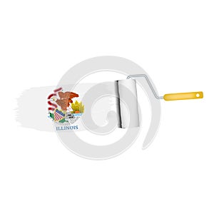 Brush Stroke With Illinois National Flag Isolated On A White Background. Vector Illustration.