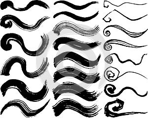 Brush stroke illustrations. hand drawn curve shapes. photo