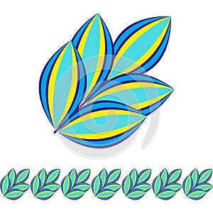 Brush stroke with simpleabstract leaves