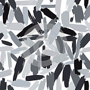 Brush strokes abstract pattern in shades of gray