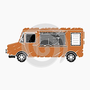 Brush Strokes Food Truck with Menu Board Vector Illustration