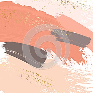 Brush strokes in gentle nude pastel colors on a white background. Delicate luxury orange grey beige texture template. Abstract