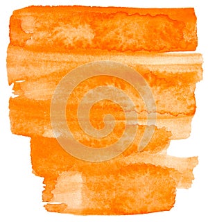 Orange watercolor brush paint stroke, blot, blemish, stain photo