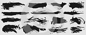 Brush strokes. Vector paintbrush set. Grunge design elements. Dry hand drawn smear.