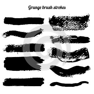 Brush strokes. Vector paintbrush set. Grunge design elements. Rectangle text boxes.