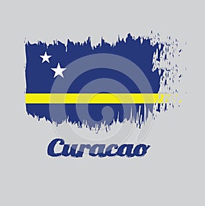 Brush style color flag of Curacao with text Curacao.