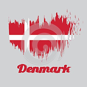 Brush style color flag of Denmark, red with a white Scandinavian cross that extends to the edges of the flag. photo