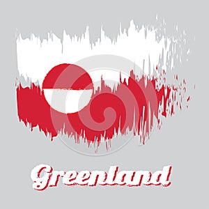 Brush style color flag of Greenland, white and red color with a counterchanged disk slightly off-centre towards the hoist.