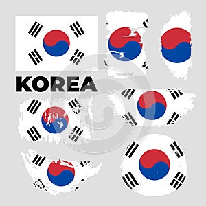 Brush style color flag of South Korea Flag, the white color with Taegeuk photo
