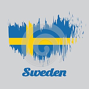 Brush style color flag of Sweden, it is consists of a yellow or gold Nordic Cross on a field of blue.