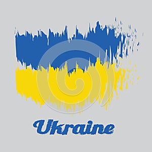 Brush style color flag of Ukraine, it is a banner of two equally sized horizontal bands of blue and yellow.