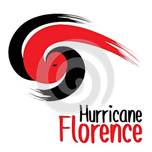 Brush style design of Hurricane Florence in big bold red and black strokes