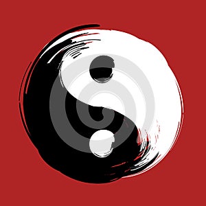 Brush swirl spiral yin yang symbol