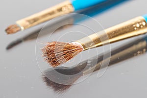 Brush to be used for painting or cosmetics, isolated with a relection photo