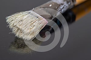 Brush to be used for painting or cosmetics,  with a relection photo