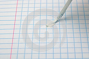 Brush to correct errors on a sheet of notebook