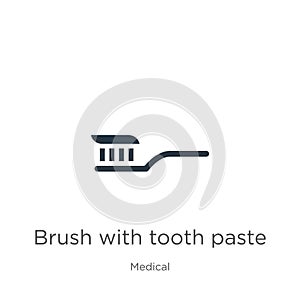 Brush with tooth paste icon vector. Trendy flat brush with tooth paste icon from medical collection isolated on white background.