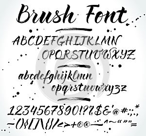 Brush vector alphabet with numbers and punctuation