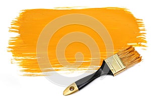 Brush and yellow paint