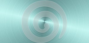 Brushed circular light blue metal surface. Texture of metal. Abstract steel panoramic background