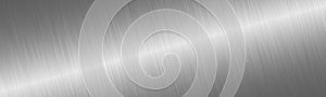 Brushed gray metal surface. Texture of metal. Abstract steel background.  Panoramic image