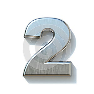 Brushed metal font Number 2 TWO 3D