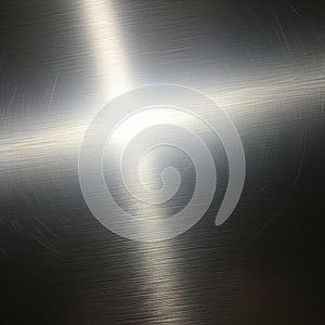 Brushed metal surface displaying a bright, reflective sheen, with fine horizontal and
