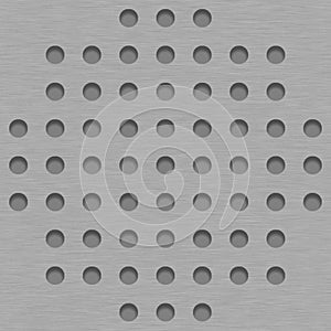 Brushed Metal Tile Background With Gray Grill Holes