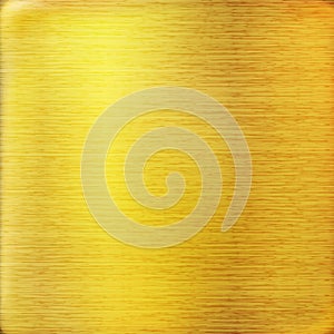 Brushed or polished gold metal texture background. Square Realistic golden jewel backdrop. Vector