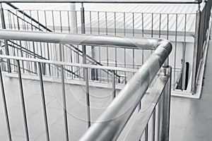 Brushed stainless steel railing banister walking way