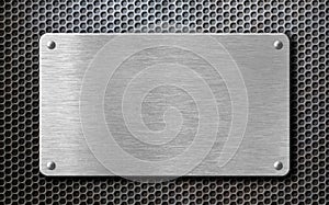 Brushed steel metal plate background with rivets