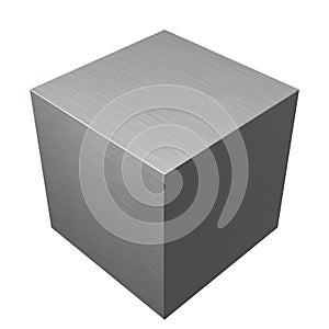 Brushed texture metal steel cube