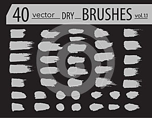 Brushes. Set of dry ink paint. Grunge textured artistic strokes, Vector design. Hand drawn brushes. isolated on black background.